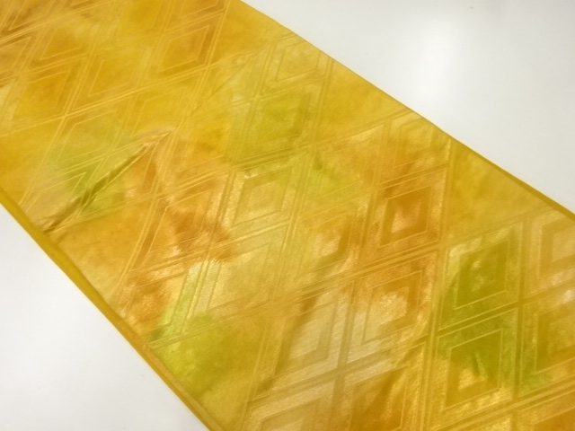 アンティーク　菱模様織出し袋帯（材料）